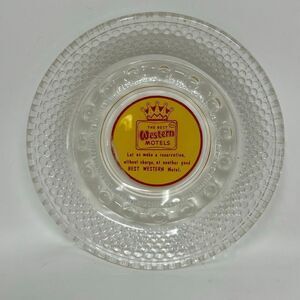Vtg Best Western Motels Ashtray Clear Glass Hobnail Crown Logo Collectible Memor